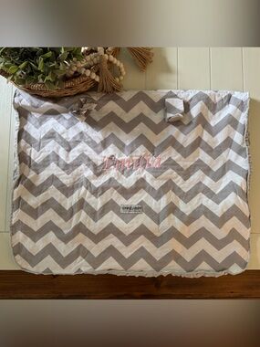 Personalized Gray Chevron Car seat Canopy
